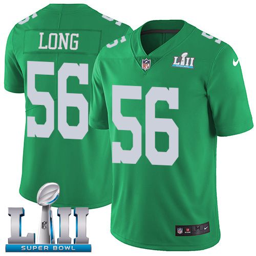 Men Philadelphia Eagles #56 Long Dark green Limited 2018 Super Bowl NFL Jerseys